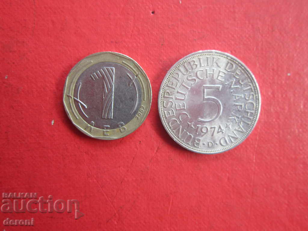 Moneda de argint 1974 cu 5 mărci