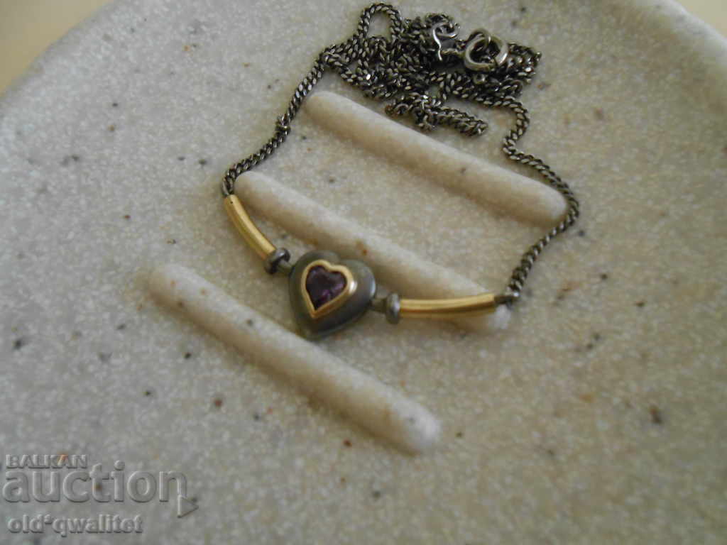 Necklace / necklace / jewelry, 925 Silver, Gold and Amethyst, design - 5