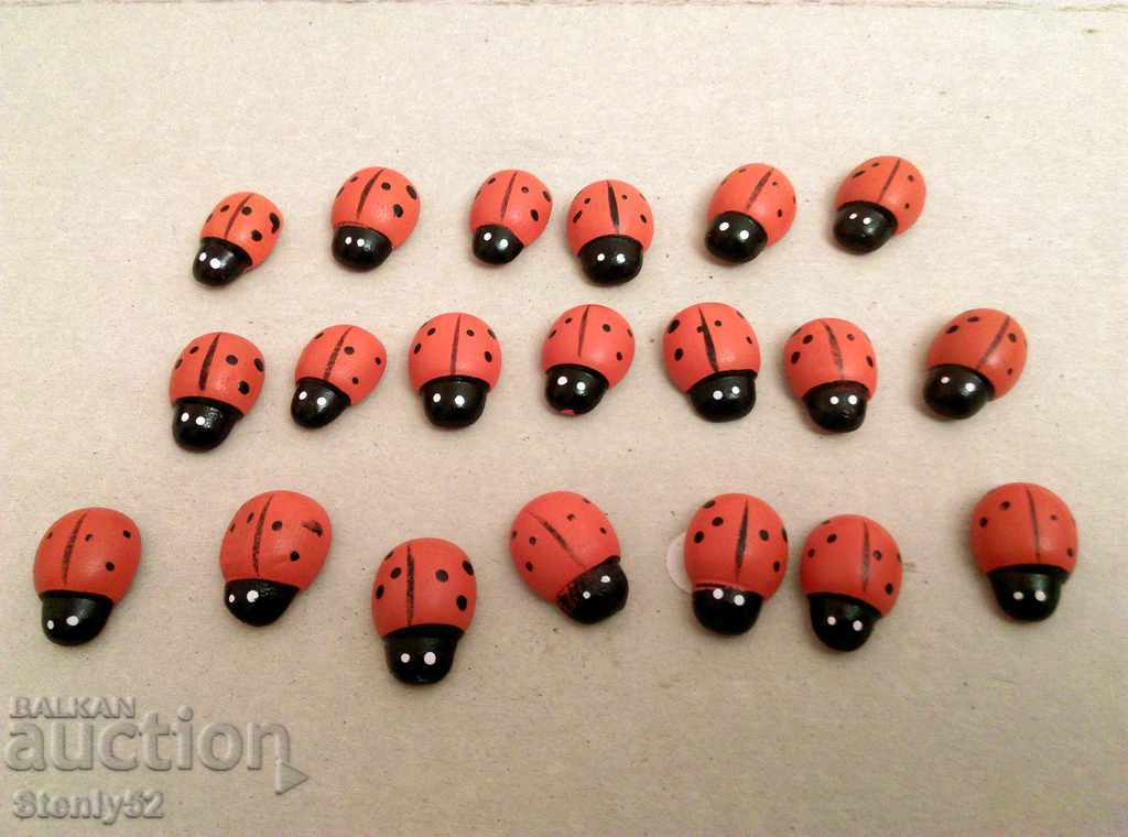 Wooden ladybugs for decoration (glued)