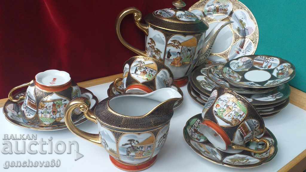 Unique !!! Japanese tea set painted gilding