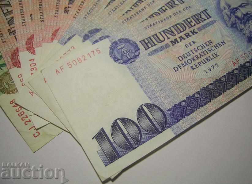 Auction GDR Germany lot 10 banknotes 1971 1975 20 50 100 marks Auction GDR Germany lot 10 banknotes 1971 1975 20 50 100 marks