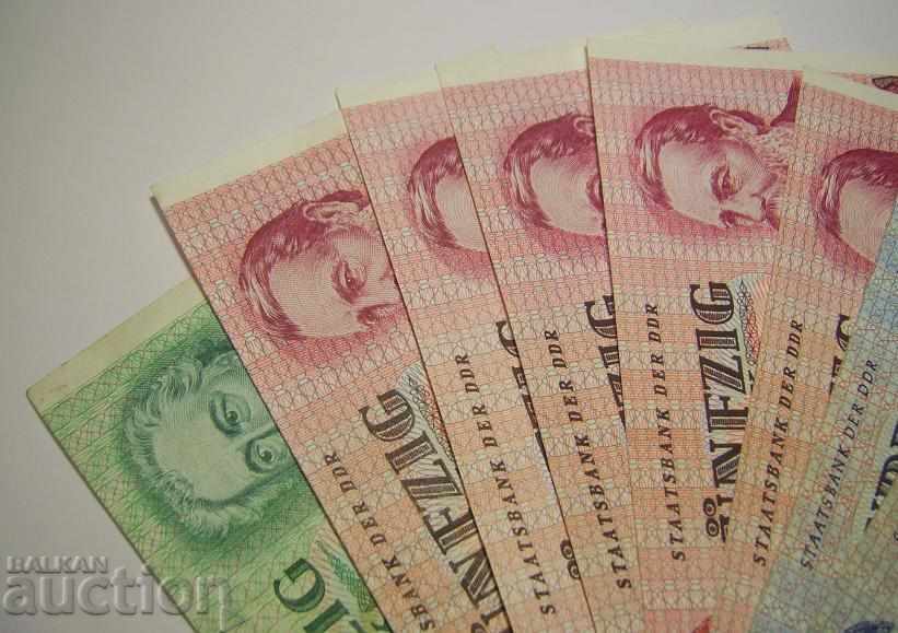 Delivery of GDR Germany lot 10 banknotes 1971 1975 20 50 100 marks Delivery of GDR Germany lot 10 banknotes 1971 1975 20 50 100 marks