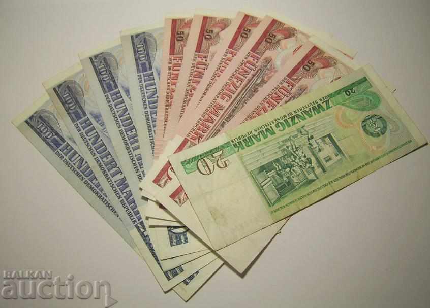 GDR Germany lot 10 banknotes 1971 1975 20 50 100 marks with price 130.00 BGN | € 66.47 GDR Germany lot 10 banknotes 1971 1975 20 50 100 marks with price 130.00 BGN | € 66.47