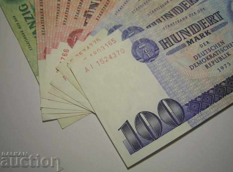 Auction GDR Germany lot 10 banknotes 1971 1975 20 50 100 marks Auction GDR Germany lot 10 banknotes 1971 1975 20 50 100 marks
