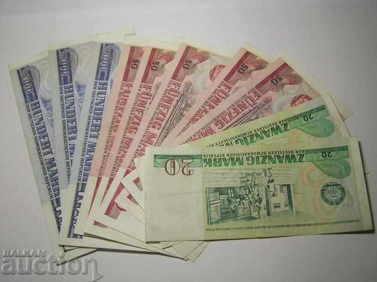 GDR Germany lot 10 banknotes 1971 1975 20 50 100 marks with price 100.00 BGN | € 51.13