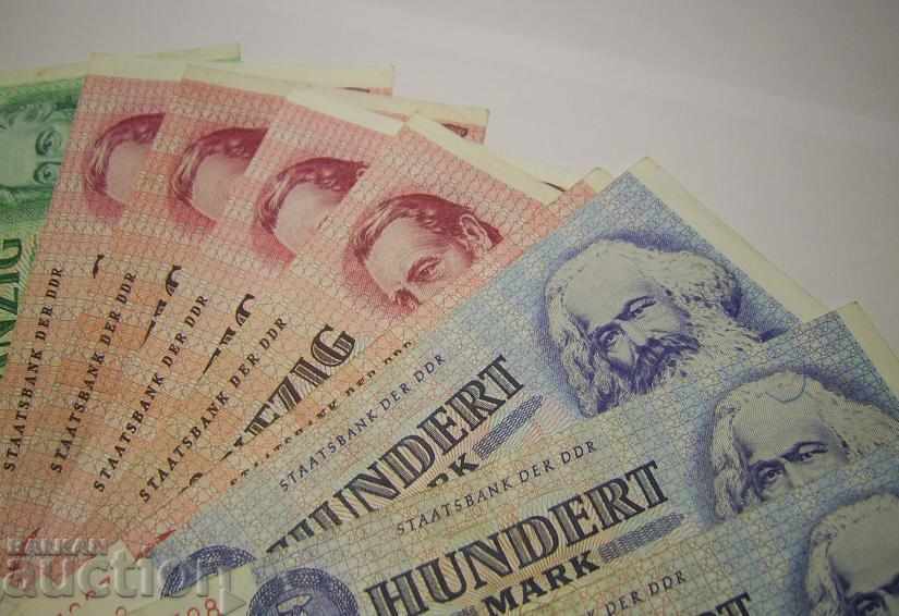 Delivery of GDR Germany lot 10 banknotes 1971 1975 20 50 100 marks