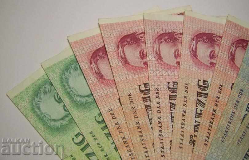 Delivery of GDR Germany lot 10 banknotes 1971 1975 20 50 100 marks