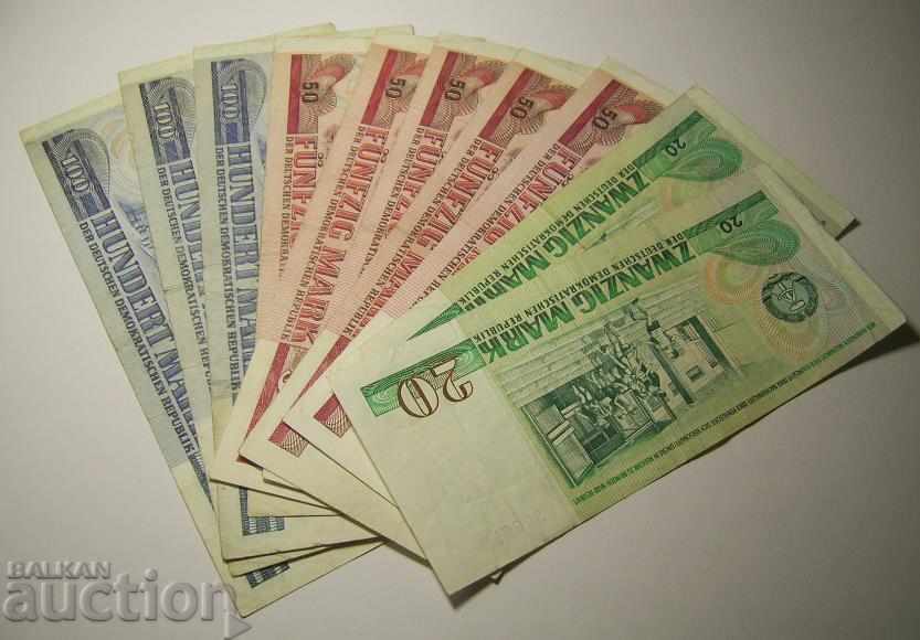 GDR Germany lot 10 banknotes 1971 1975 20 50 100 marks with price 65.00 BGN | € 33.23 GDR Germany lot 10 banknotes 1971 1975 20 50 100 marks with price 65.00 BGN | € 33.23