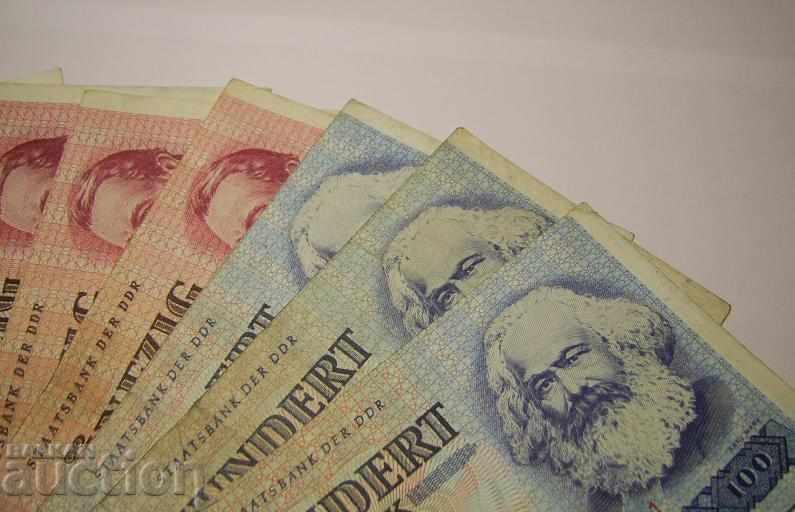 Delivery of GDR Germany lot 10 banknotes 1971 1975 20 50 100 marks Delivery of GDR Germany lot 10 banknotes 1971 1975 20 50 100 marks