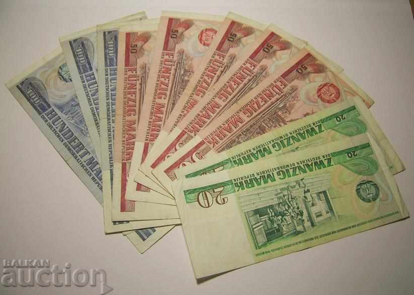 GDR Germany lot 10 banknotes 1971 1975 20 50 100 marks with price 65.00 BGN | € 33.23 GDR Germany lot 10 banknotes 1971 1975 20 50 100 marks with price 65.00 BGN | € 33.23