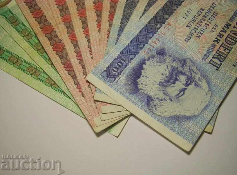 Auction GDR Germany lot 10 banknotes 1971 1975 20 50 100 marks Auction GDR Germany lot 10 banknotes 1971 1975 20 50 100 marks