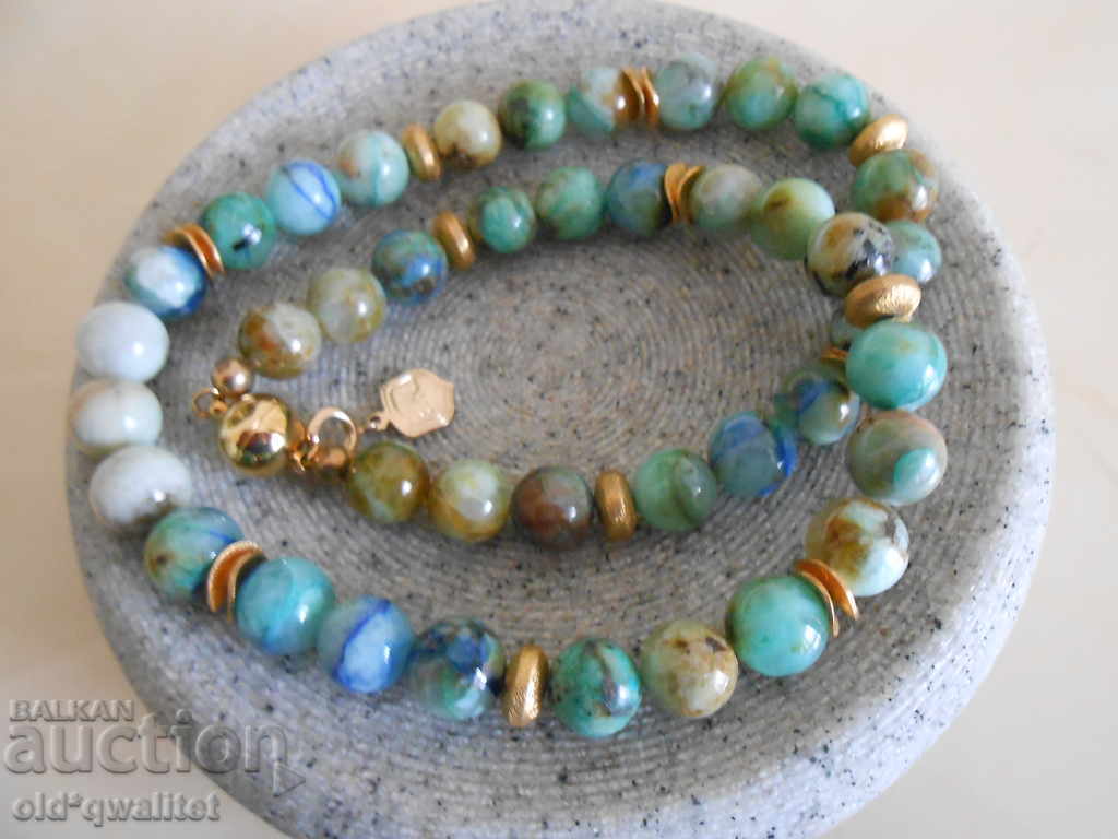 Necklace / necklace / jewelry clasp-magnet, natural Chrysocol with price 397.00 BGN | € 202.98 Necklace / necklace / jewelry clasp-magnet, natural Chrysocol with price 397.00 BGN | € 202.98