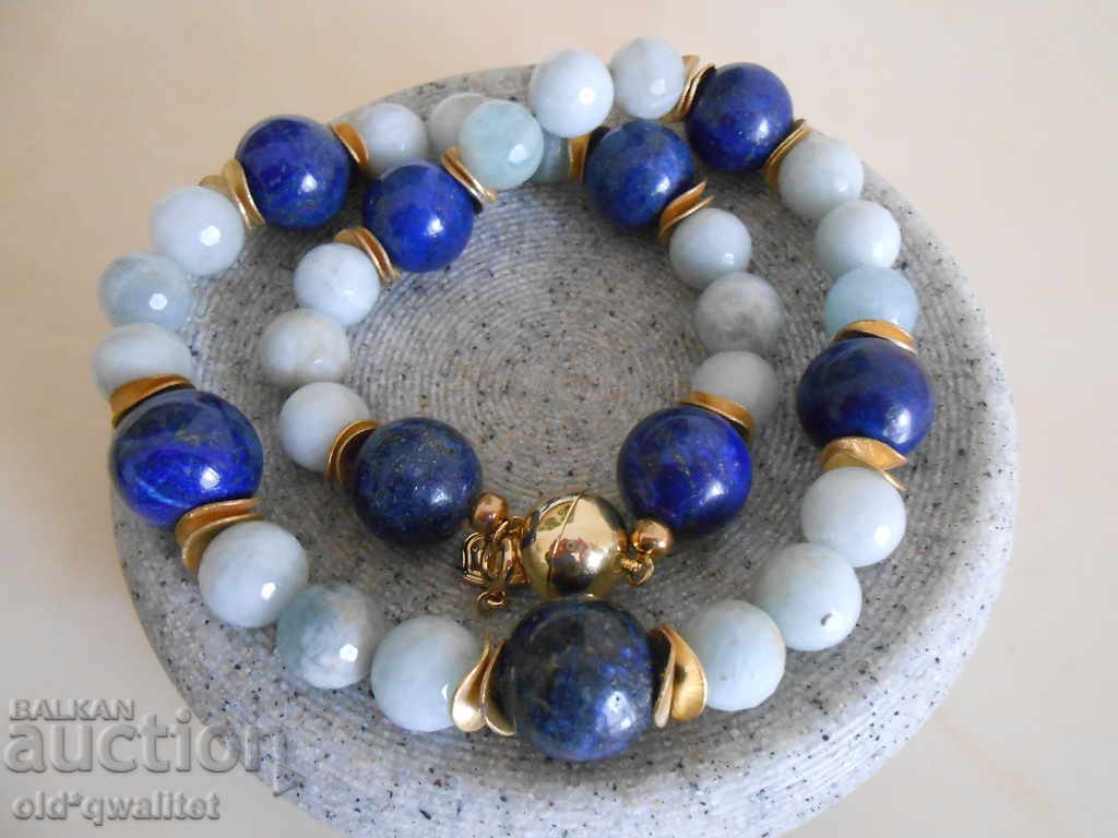 Necklace / necklace / jewelry: Aquamarine and Lapis Lazuli with price 150.00 BGN | € 76.69 Necklace / necklace / jewelry: Aquamarine and Lapis Lazuli with price 150.00 BGN | € 76.69