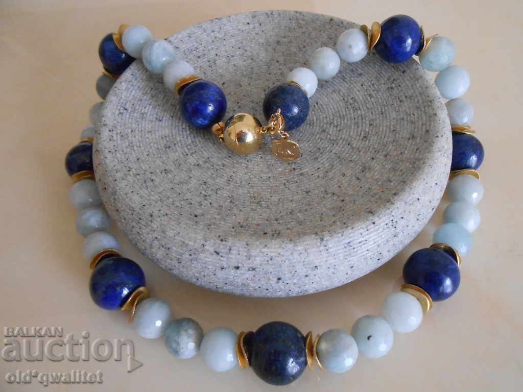 Auction Necklace / necklace / jewelry: Aquamarine and Lapis Lazuli Auction Necklace / necklace / jewelry: Aquamarine and Lapis Lazuli