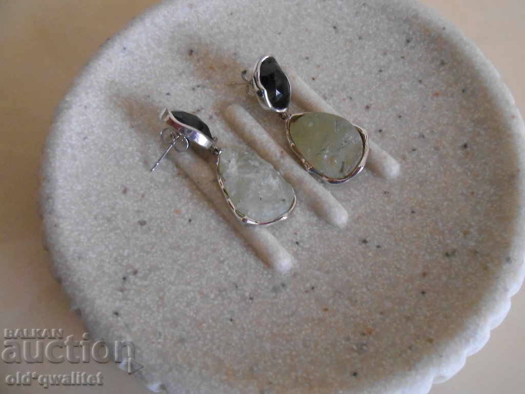 Silver earrings, Stone: Prenite, Spinel, 925 Silver with price 227.00 BGN | € 116.06