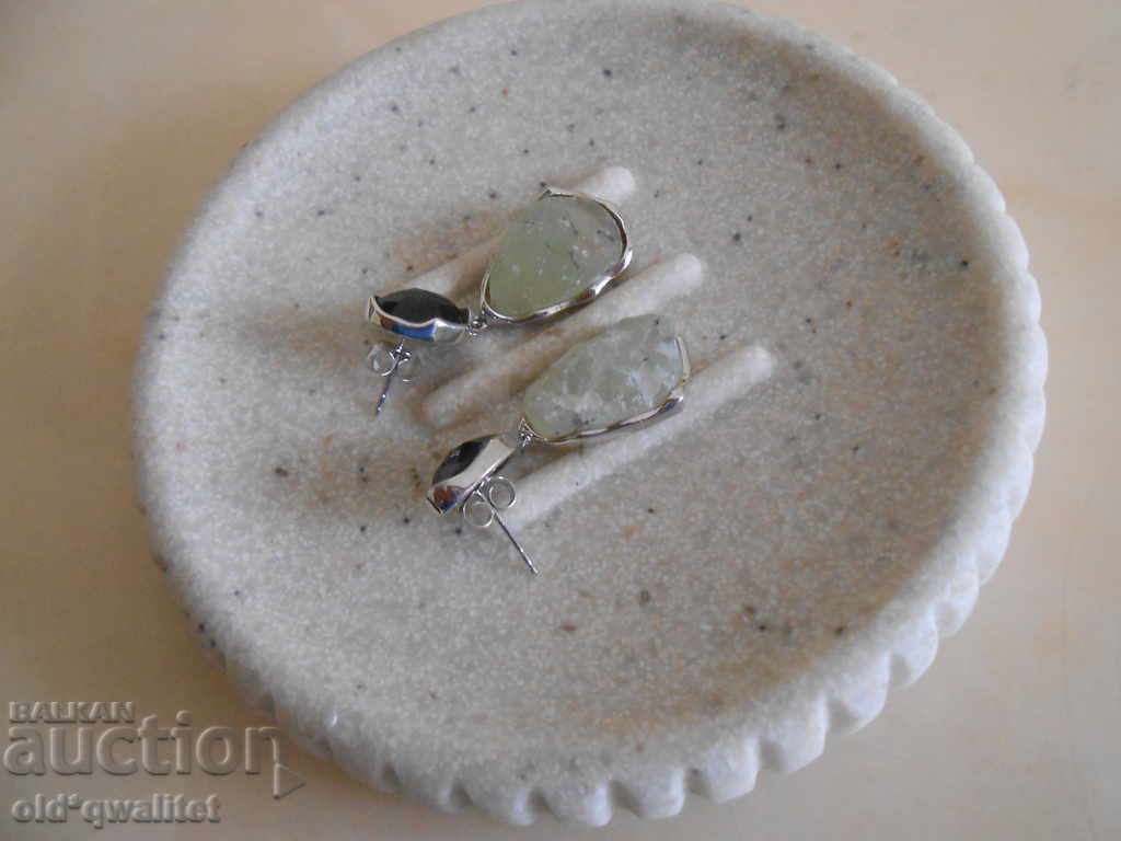 Auction  Silver earrings, Stone: Prenite, Spinel, 925 Silver