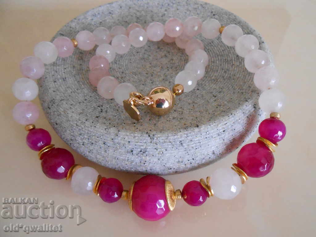 Necklace / necklace / jewelry: Rose Quartz, Agate, designer with price 99.00 BGN | € 50.62