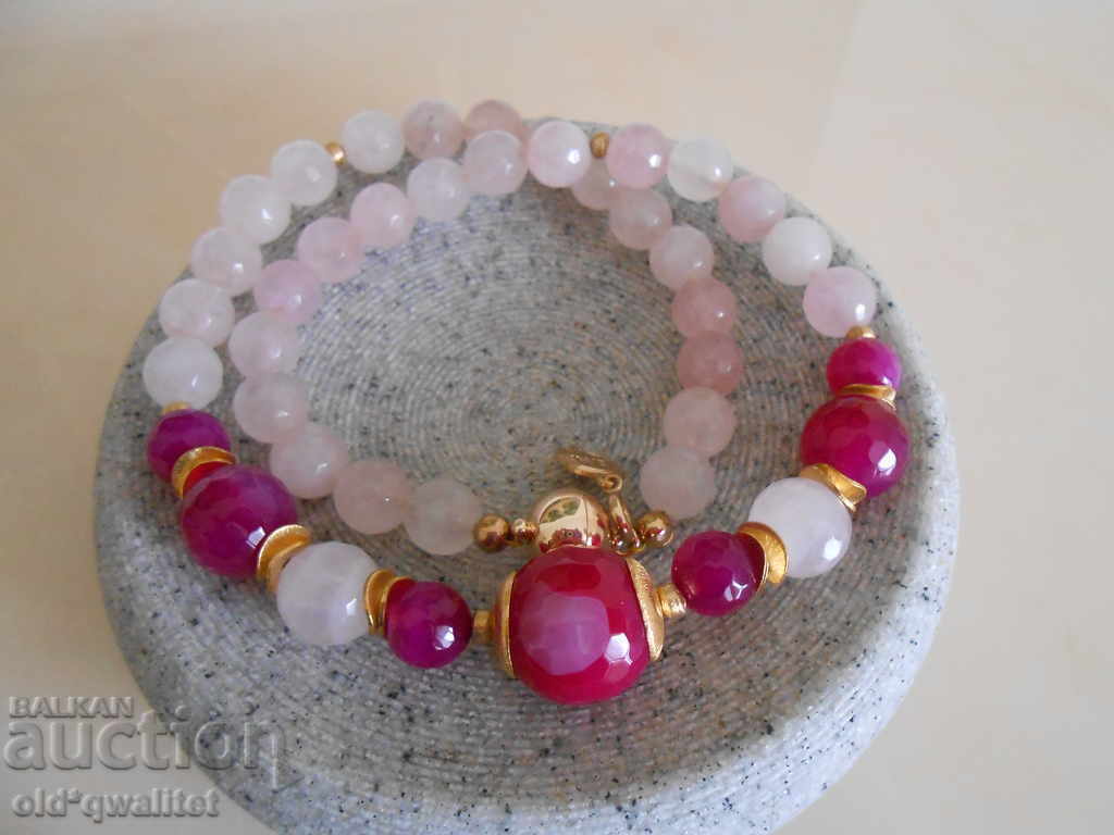 Auction  Necklace / necklace / jewelry: Rose Quartz, Agate, designer