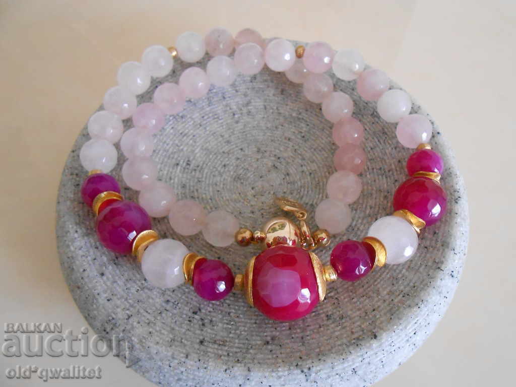 Delivery of Necklace / necklace / jewelry: Rose Quartz, Agate, designer