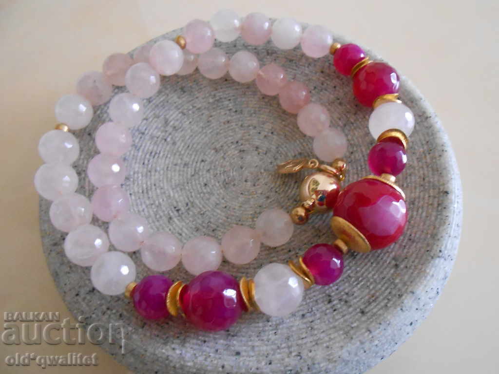Necklace / necklace / jewelry: Rose Quartz, Agate, designer - 5