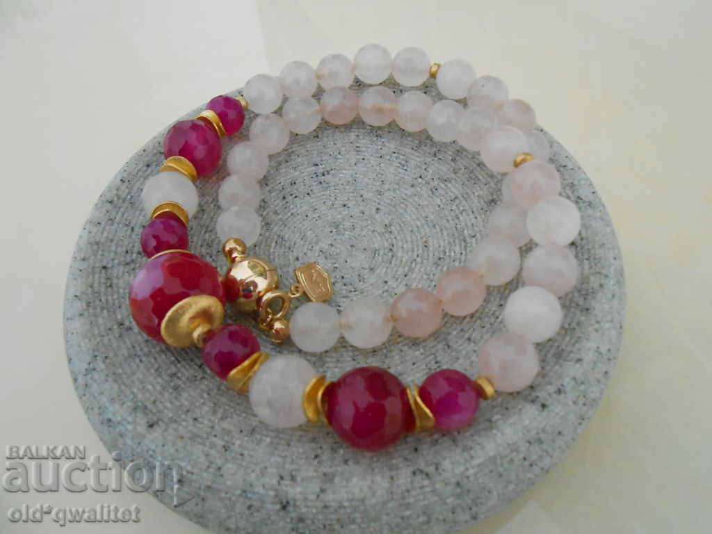 Necklace / necklace / jewelry: Rose Quartz, Agate, designer - 6