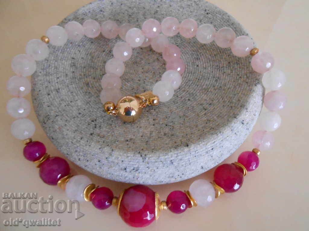 Necklace / necklace / jewelry: Rose Quartz, Agate, designer - 7