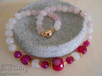 Necklace / necklace / jewelry: Rose Quartz, Agate, designer