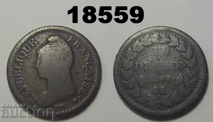 Франция Un DECIME 1799 Lan 8/5 AA/A монета голяма
