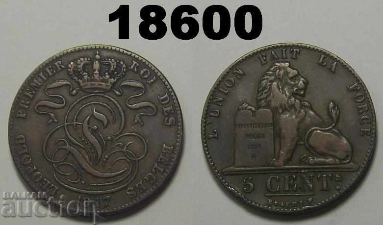 Belgia Monedă rară de 5 cenți 1847 VF