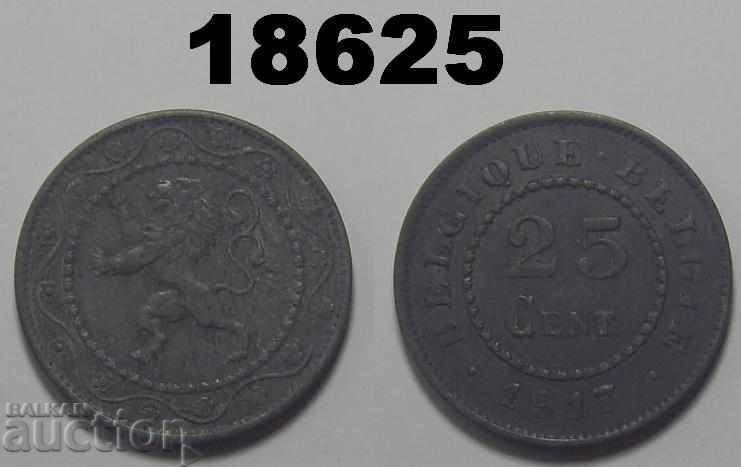 Belgium 25 centima 1917 coin