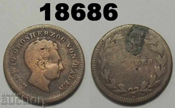 Баден 1 кройцер 1828 D Германия монета