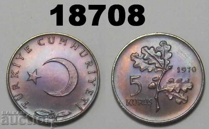 Turkey 5 kurush 1970 UNC coin