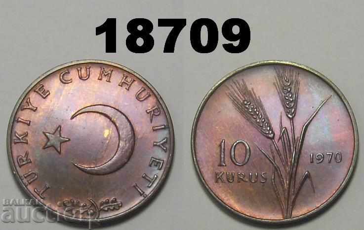 Moneda de 10 kurush 1970 UNC din Turcia