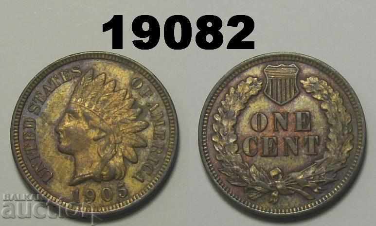 САЩ 1 цент 1905 TOP-AU Прекрасна
