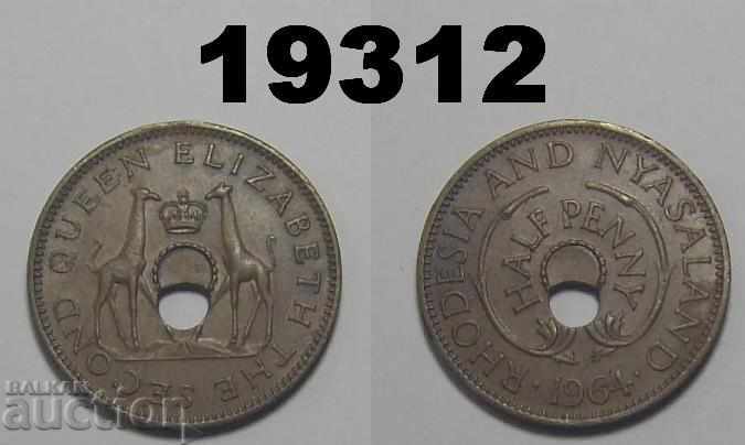ΛΑΘΟΣ! Rhodesia and Nyasaland ½ penny 1964