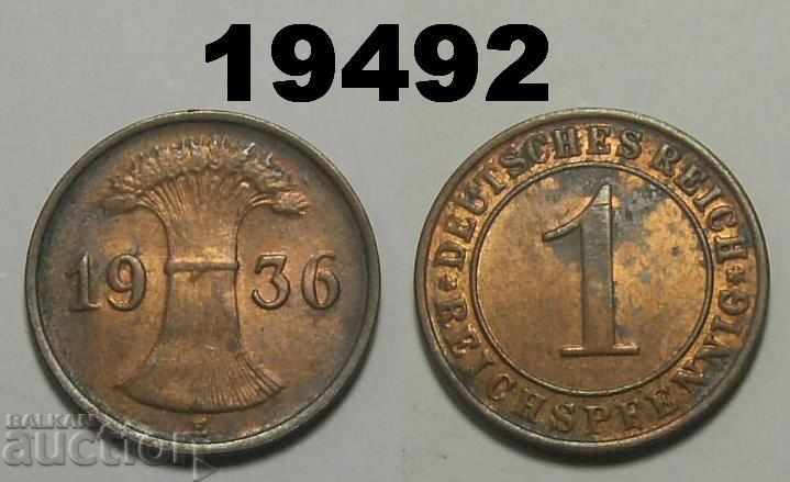Germania 1 Reich Pfennig 1936 E