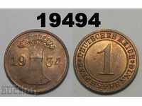 Germania 1 Reich Pfennig 1934 E AU / UNC