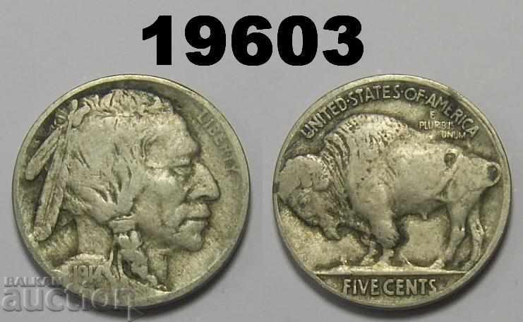 United States 5 cents 1914 Buffalo nickel