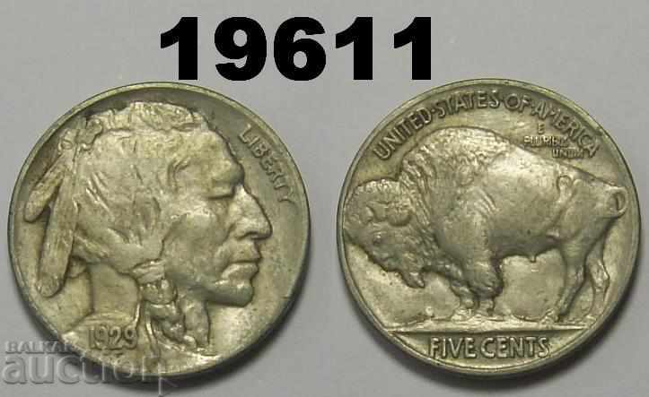 Moneda XF de 5 cenți a Statelor Unite 1929