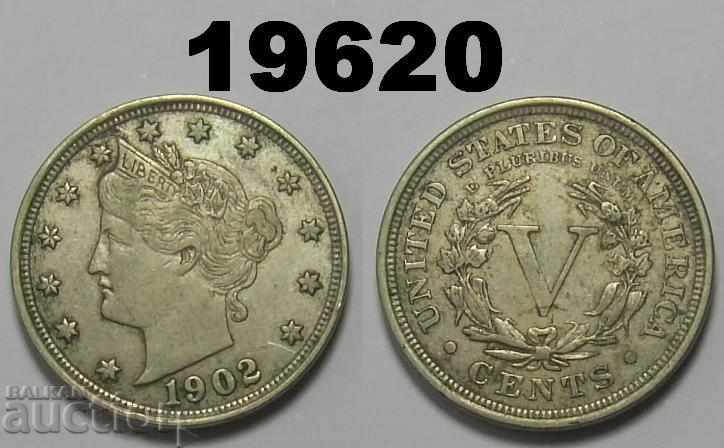 САЩ 5 цента 1902 XF