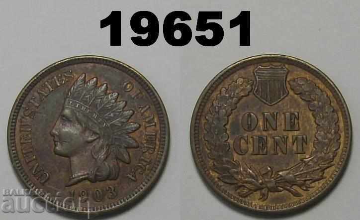 US 1 cent 1903 AU excelent