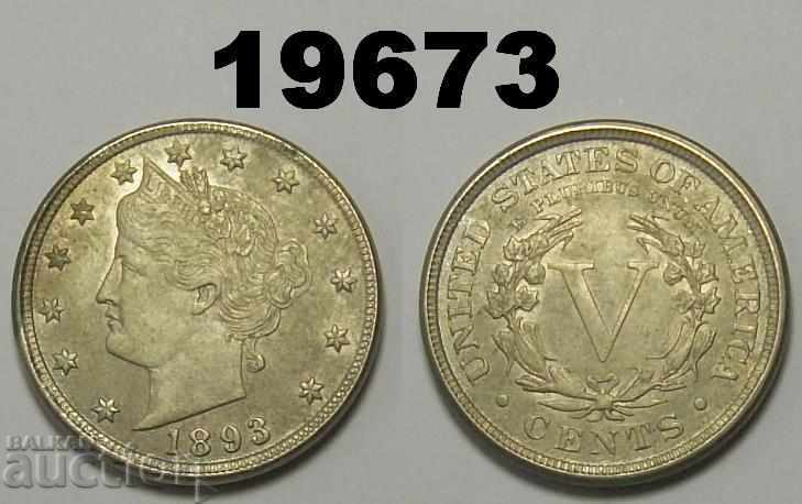 САЩ 5 цента 1893 AUNC