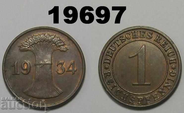 Γερμανία 1 Ράιχ Pfennig 1934 Ε