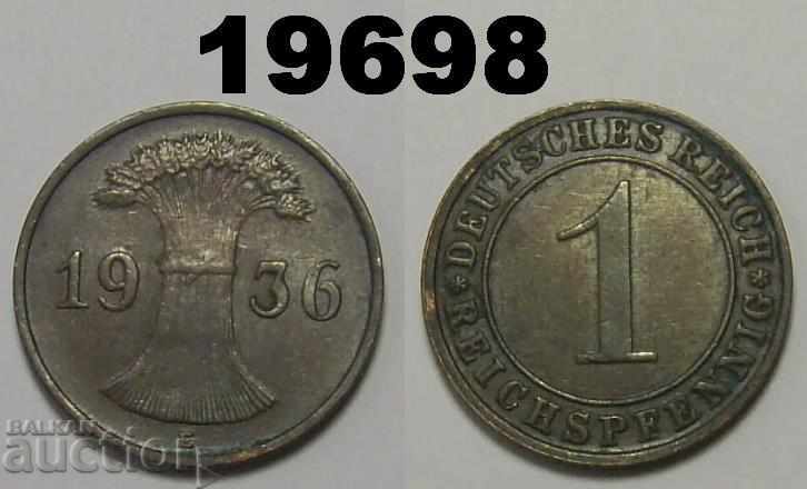 Germany 1 Reich Pfennig 1936 E