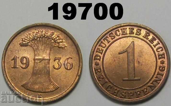 Γερμανία 1 Reich Pfennig 1936 E UNC!