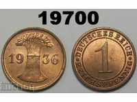 Γερμανία 1 Reich Pfennig 1936 E UNC!
