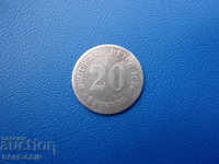 XII (34) Γερμανία - Ράιχ 20 Pfennig 1874 E Rare