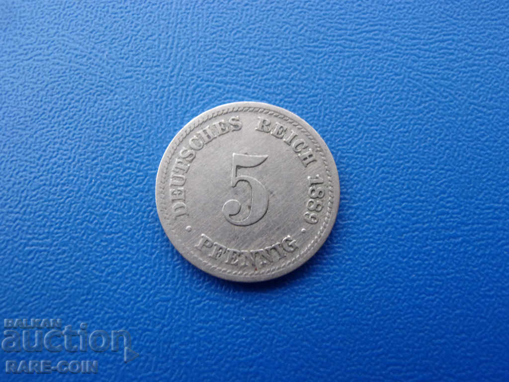 XII (39) Γερμανία - Ράιχ 5 Pfennig 1889 D Rare