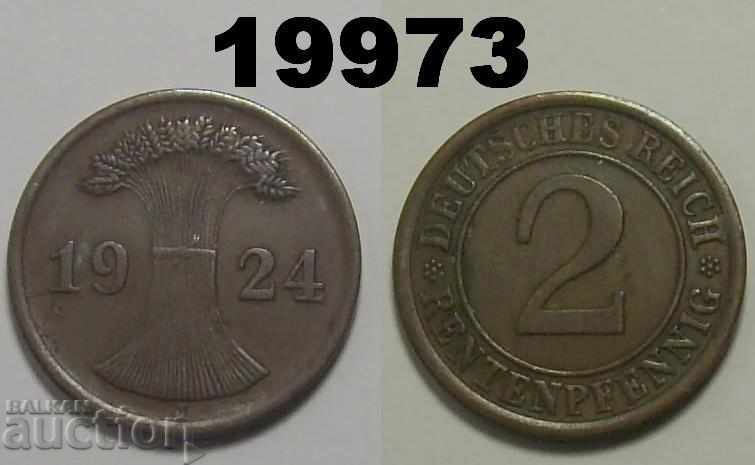 Germany 2 rent pfennig 1924 J.