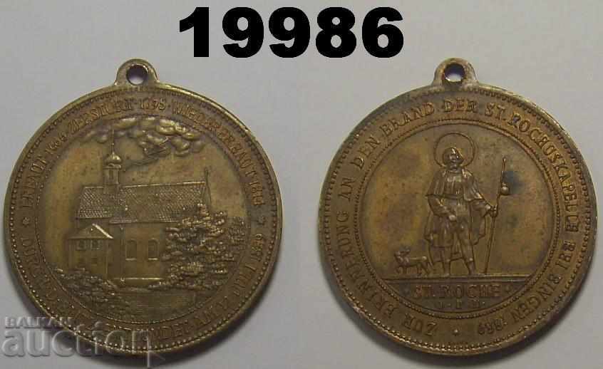 St Roche 1889 Antique Medal Germany